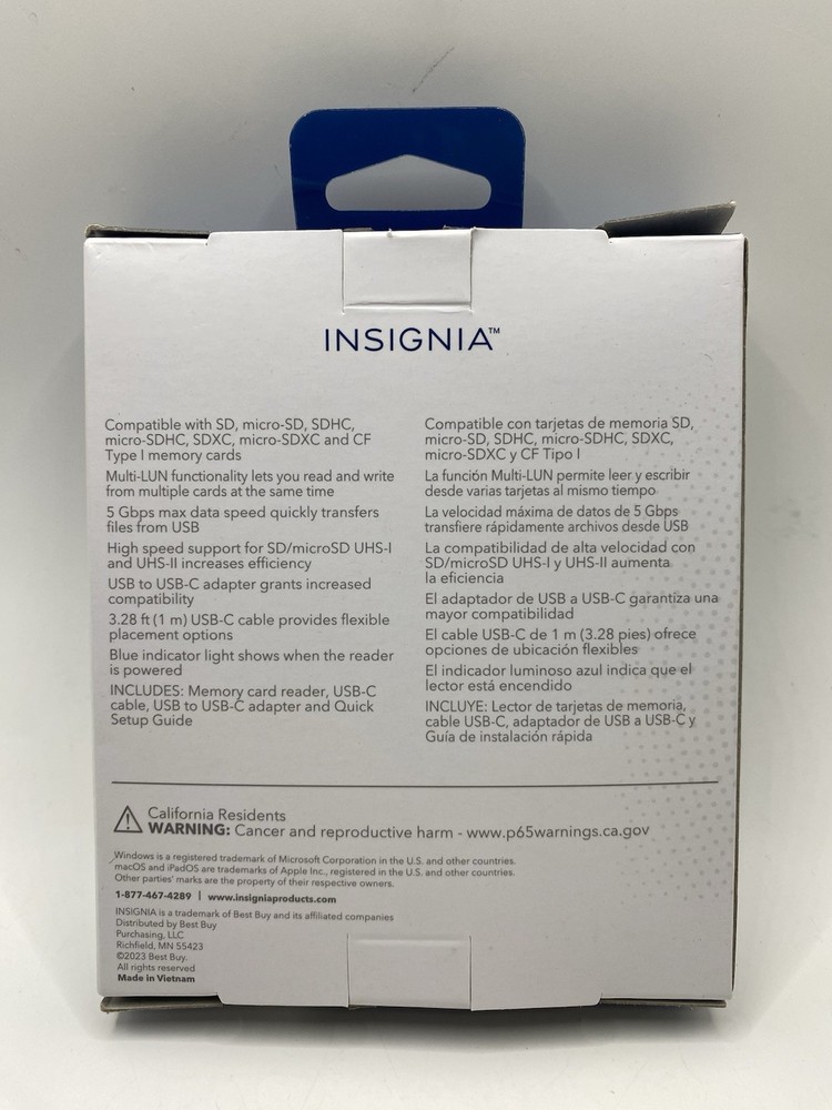 Insignia- USB-C to SD, microSD and CompactFlash Memory Card Reader - Black