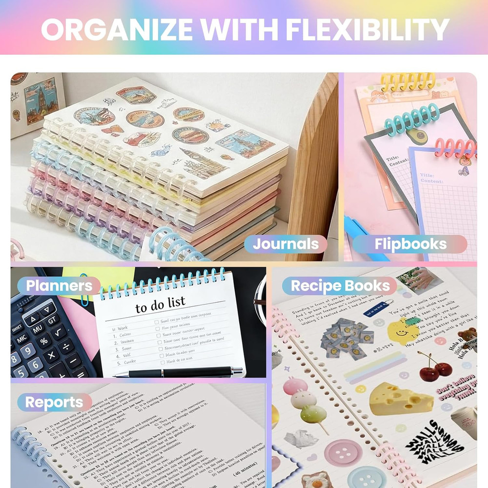 20 PCS Comb Binding Spines,Plastic Spiral Binding Coils,Easy to Adding Pages for