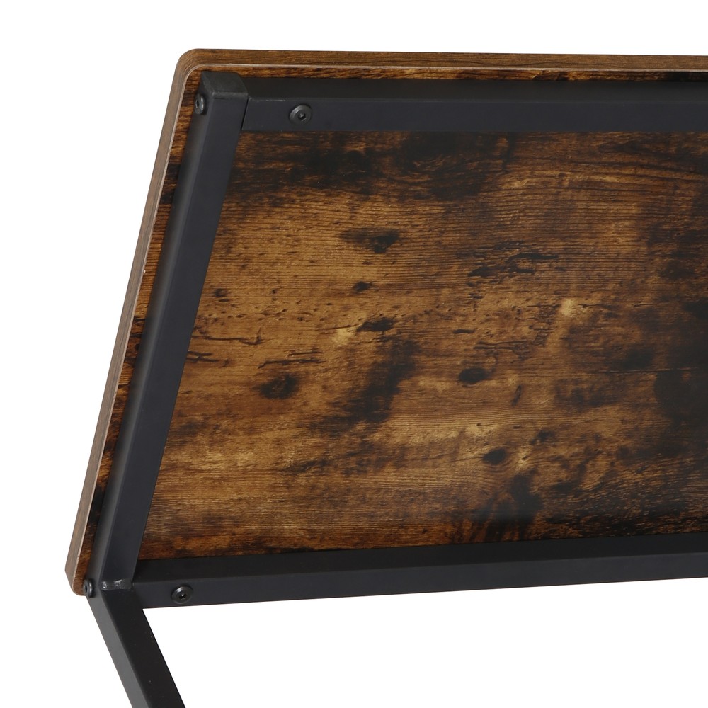 2PCS 21.7"Side Table C Shaped End Table Sofa Bed Table for TV Trays Rustic Brown