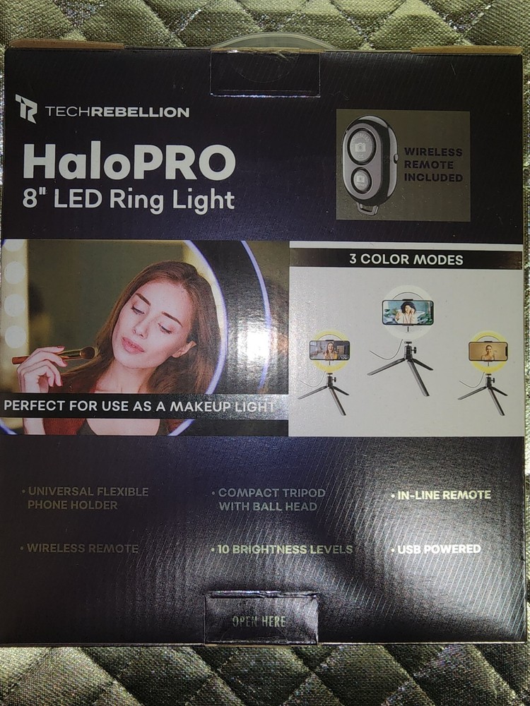 Techrebelliin HaloPro 8" LED Ring Light/Wireless Remote Included