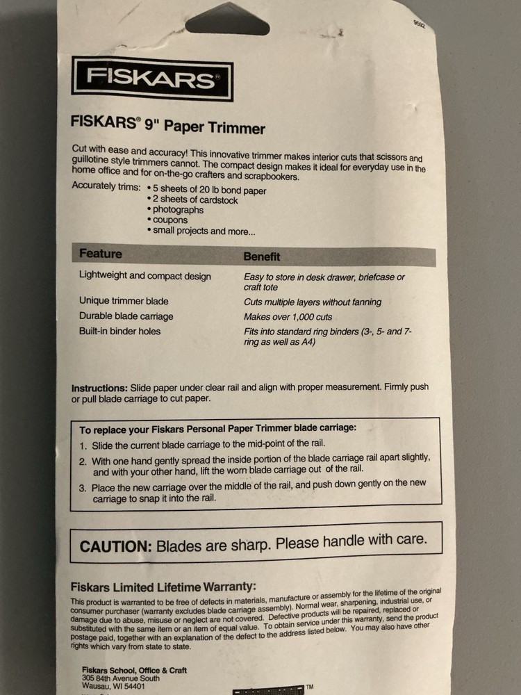 FISKARS 9” Paper Trimmer (Trims 5 Sheets At A Time)