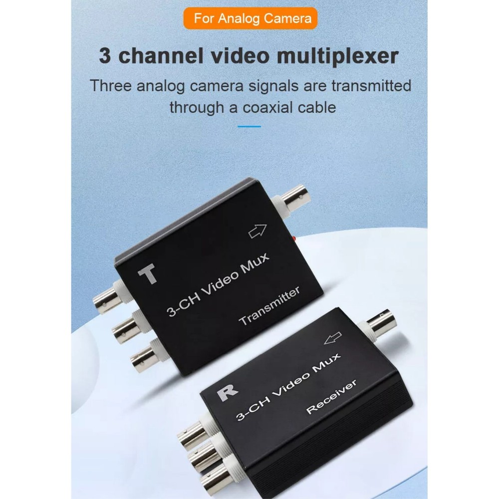 Analog Camera Receiver&Transmitter 3CH Video Multiplexer Plug and Play