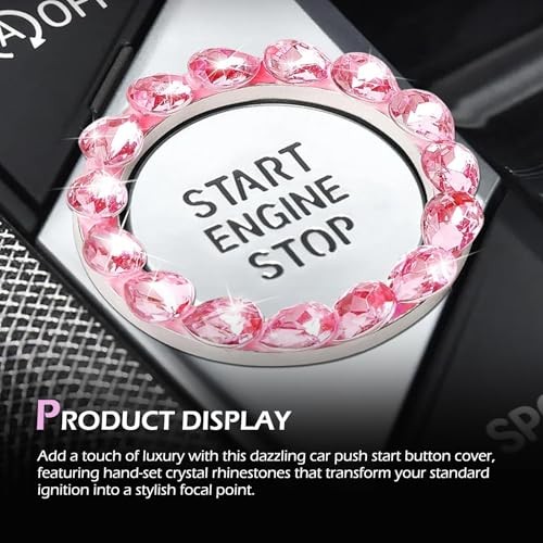 Car Bling Push Start Button Cover, Crystal Rhinestone Engine Start Stop Ring