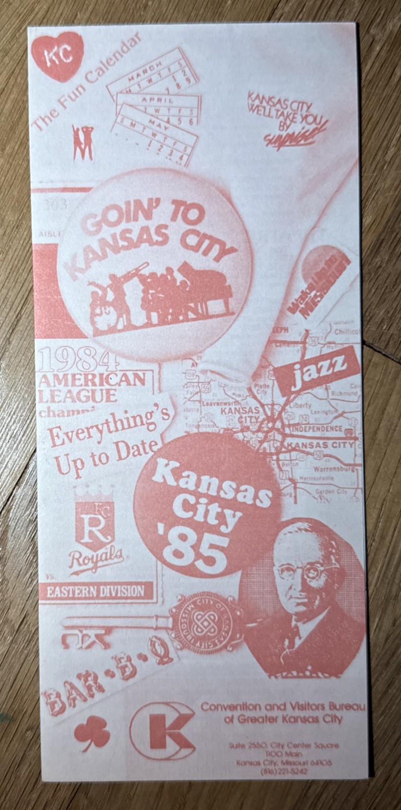 Vintage "Goin' to Kansas City" promotional brochure calendar 1984-1985 Ephemera