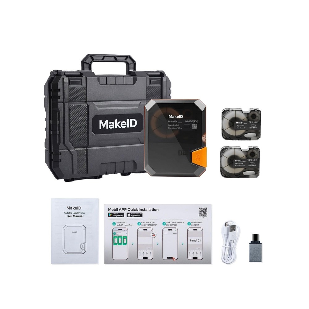 Makeid P31S Industrial Label Maker Portable Bluetooth Printer with 0.75" x 19...