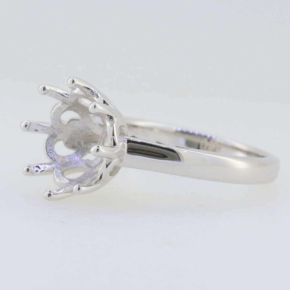 Sterling Silver Semi Mount Ring Setting Round RD 11x11mm Solitaire