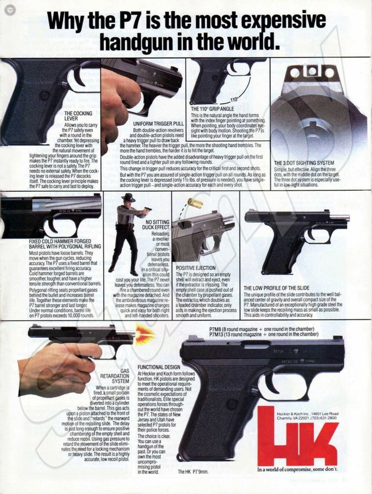 HK P7 Ad Metal Sign 9" x 12"