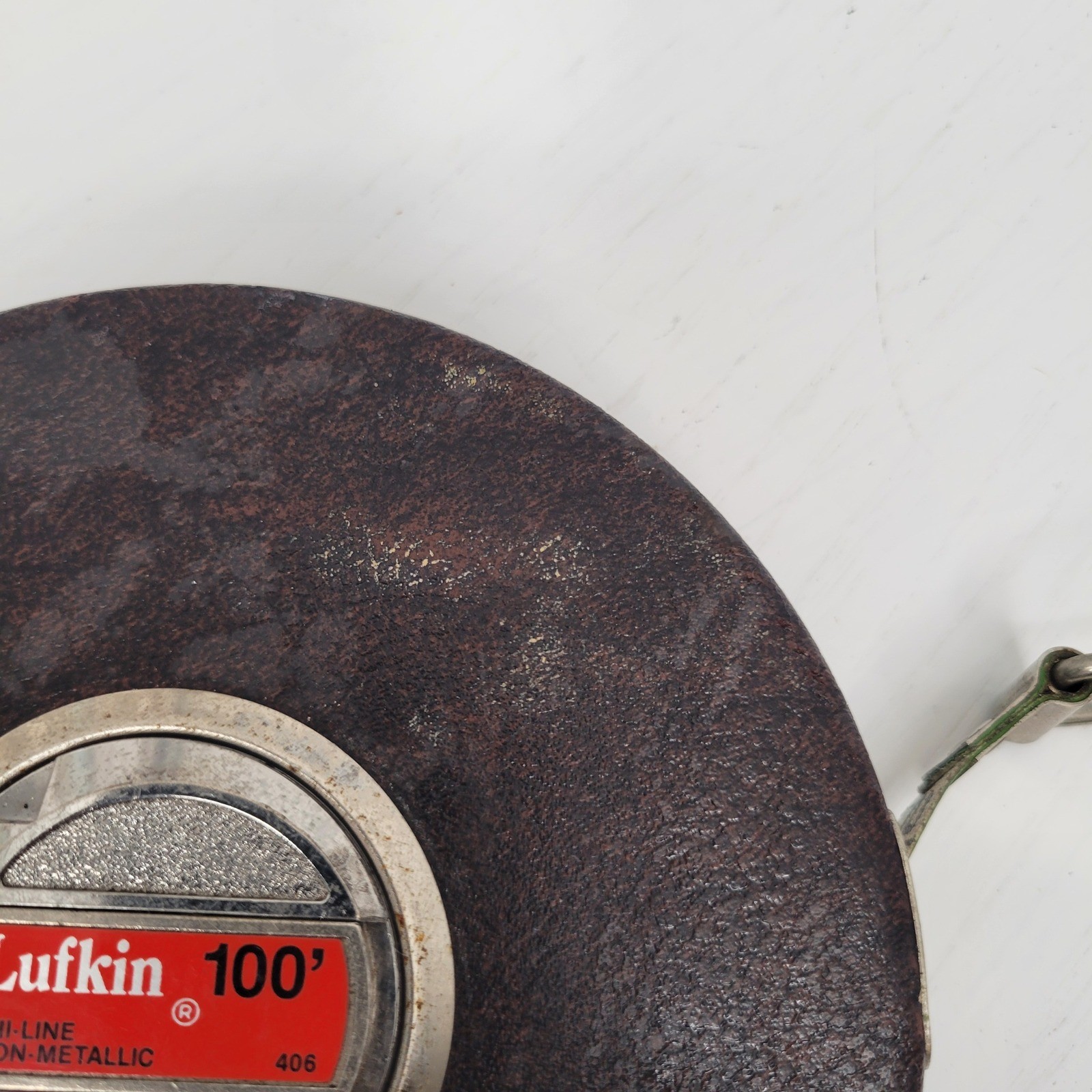 Vintage Lufkin 100' Hi-Line Non-Metallic Tape Measure Model 406 Brown Case