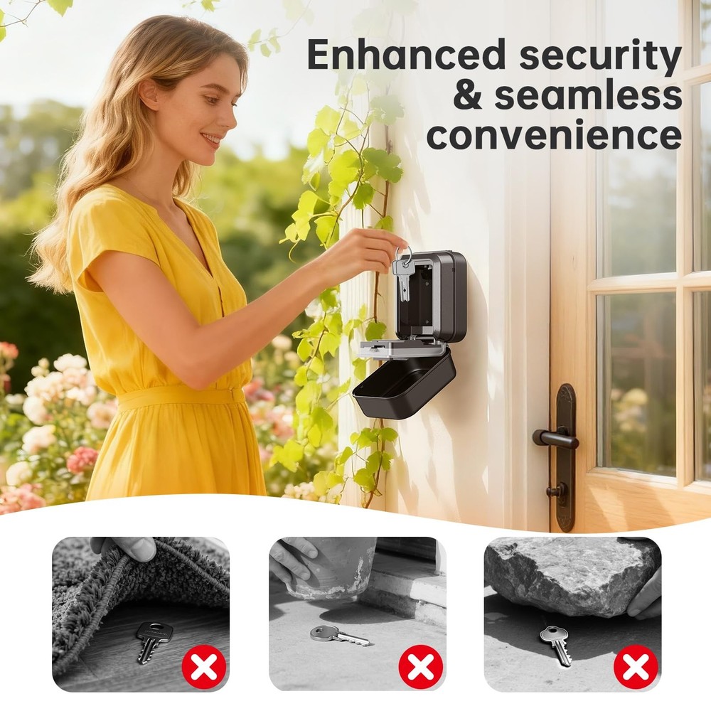 Key Lock Box - Light Up, Waterproof, 4-Digit Combination | Secure Your Keys