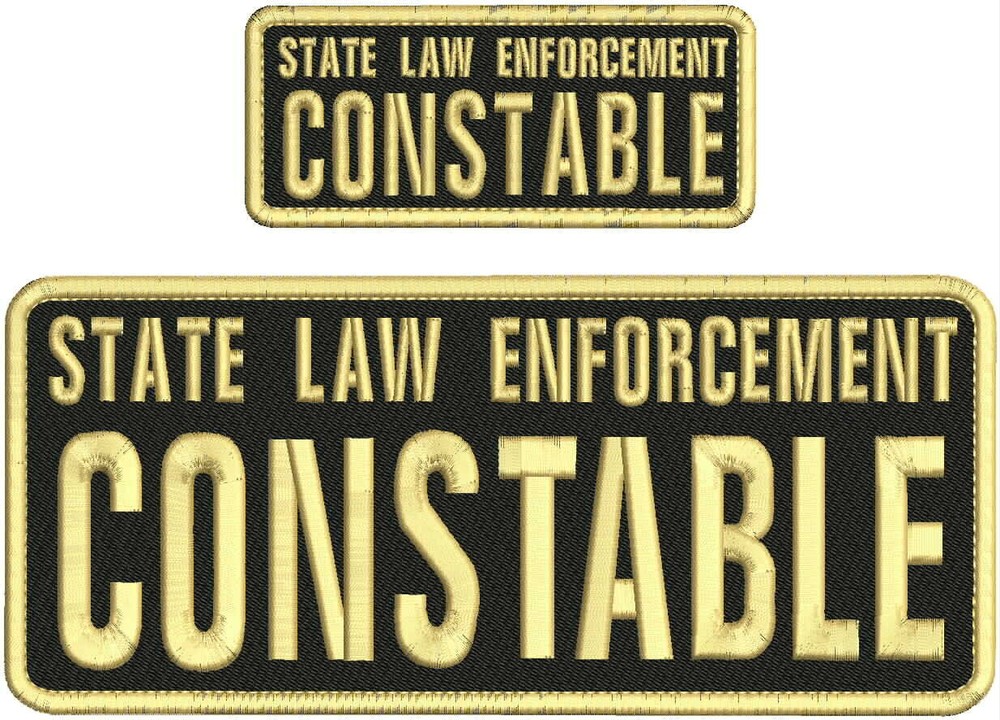 S LAW E CONSTABLE EMB PATCH 4X10 AND 2X5 HOOK ON BACK BLACK/TAN