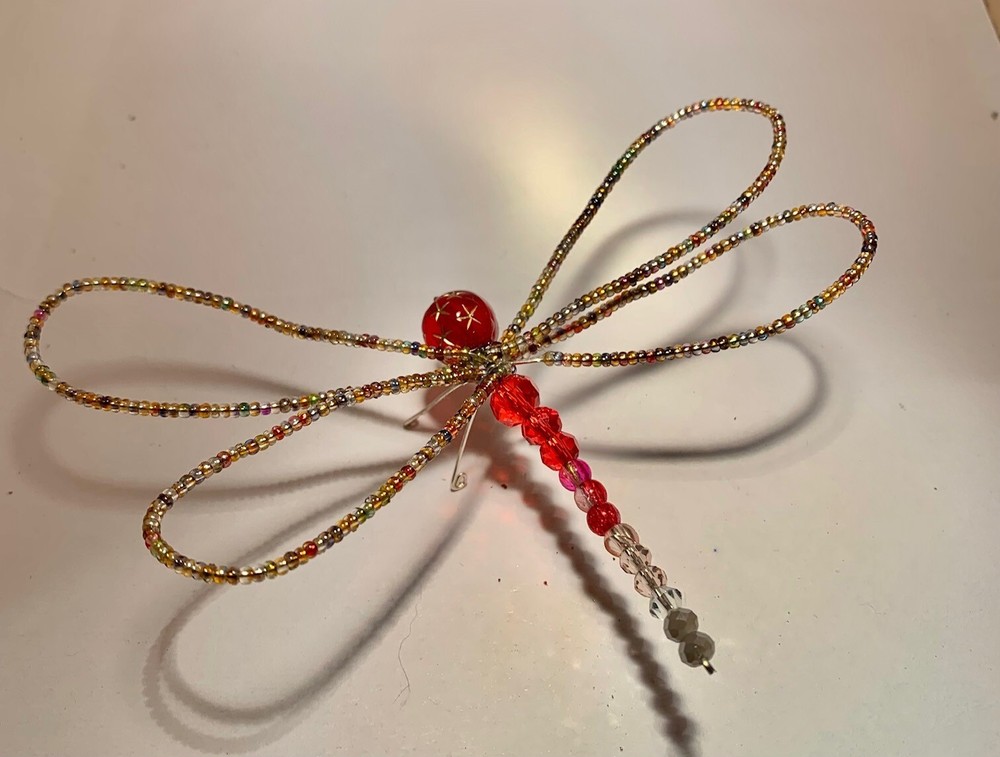 Handmade Beaded Wire MULTI-COLOR DRAGONFLY