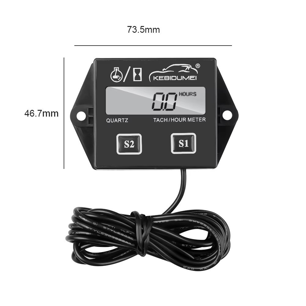 LCD Digital Engine Tach Hour Meter Tachometer Inductive Gauge
