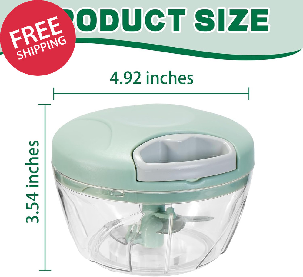 Manual Food Processor Vegetable Chopper,‌ Portable Hand Pull String Garlic Mince