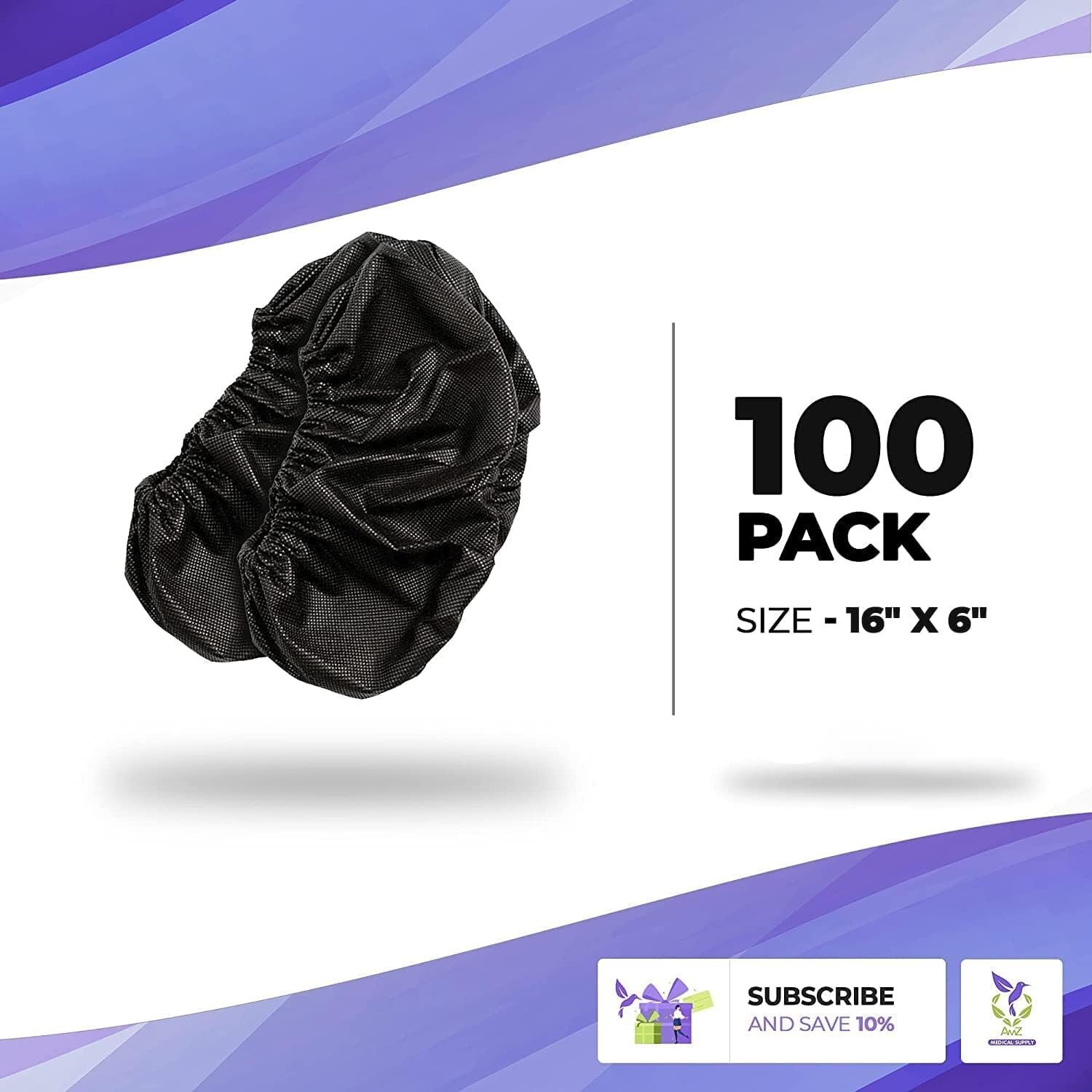 100x Black Disposable Shoe Covers Overshoes Protector Plastic