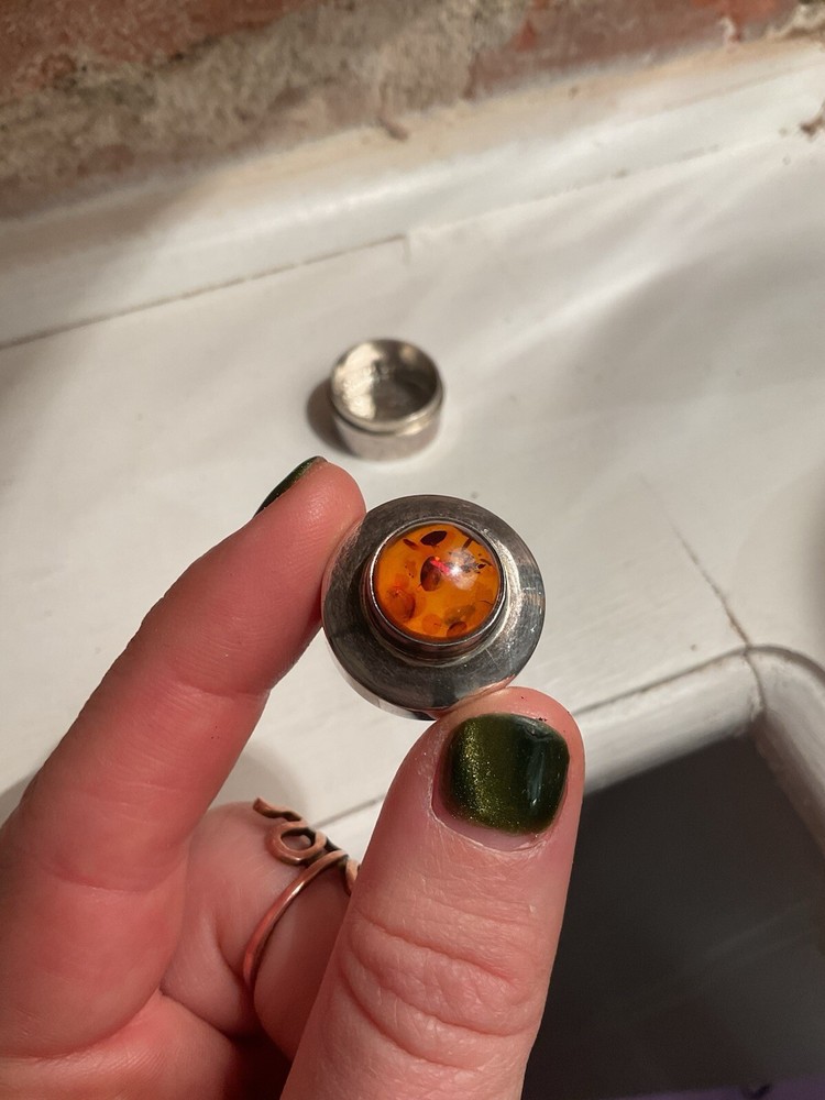 Small Baltic Sea Amber Sterling Silver Box