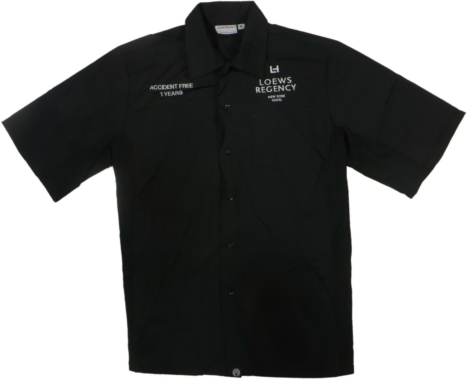 Chef Works Black Medium Men's Cook or Work Shirt with side Ventilation