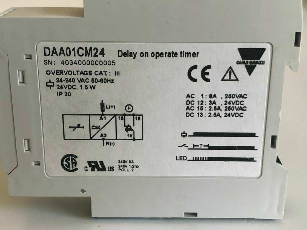 Carlo Gavazzi DAA01CM24 Delay On Operate Timer, SPDT