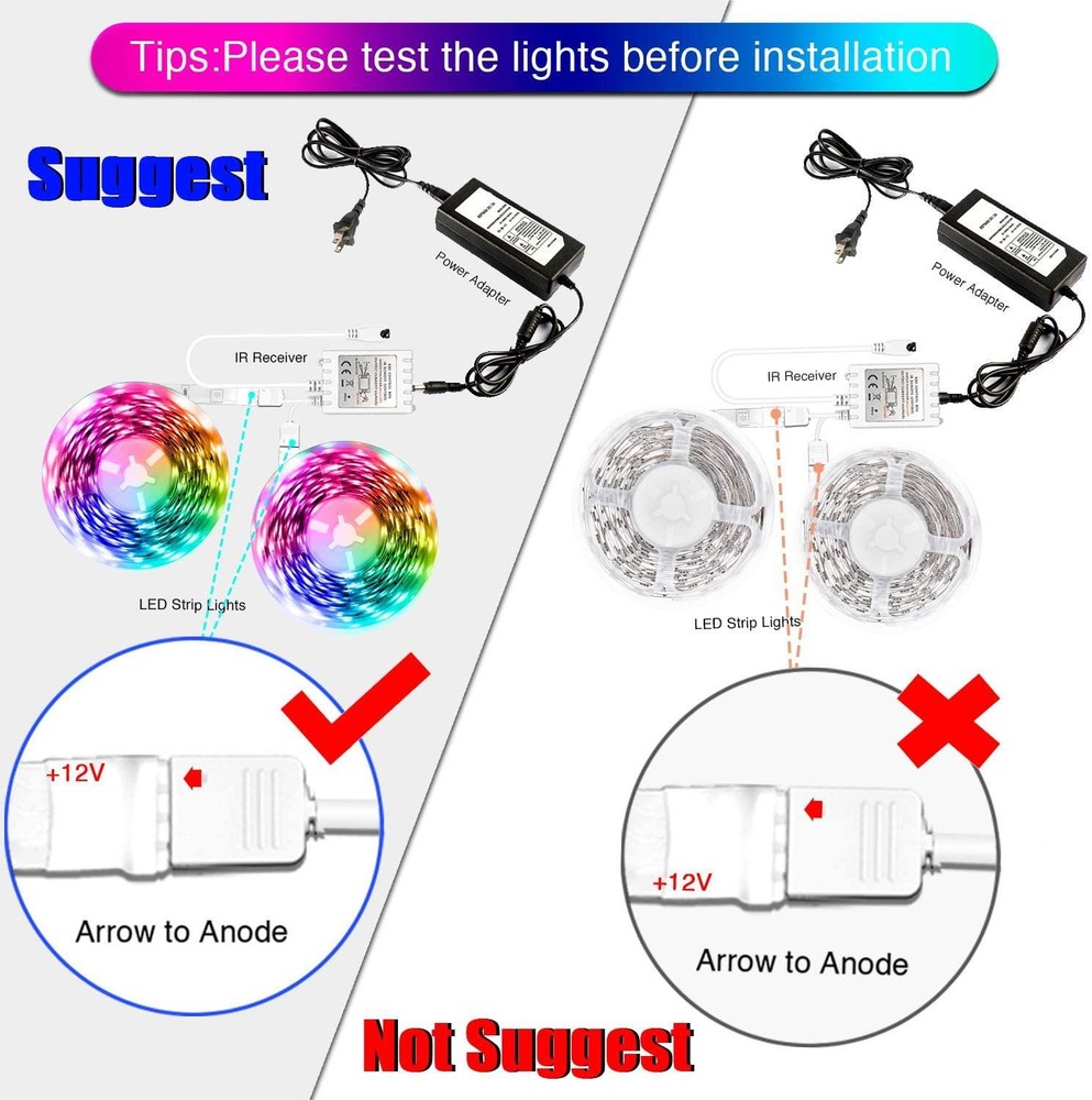 Day Better Led Lights Color Changing Led Strip Lights with Remote Controller60Ft