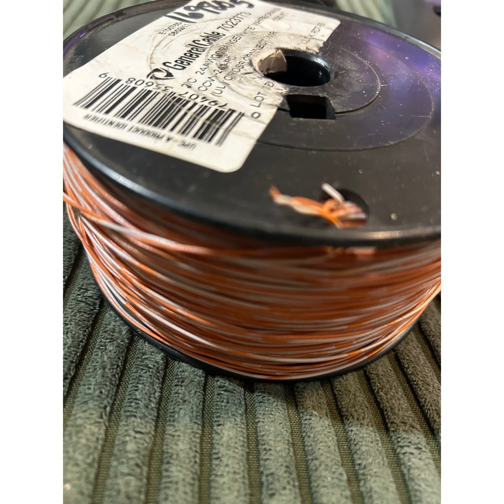 General Cable 24 AWG Solid Copper Wire 100 FT Orange White