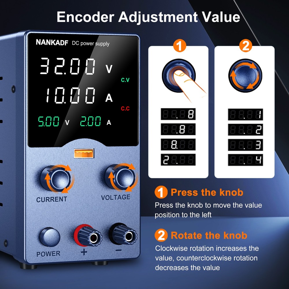 DC Adjustable 0-32V 0-10A Lab Power Supply Variable Programmable Bench Sources
