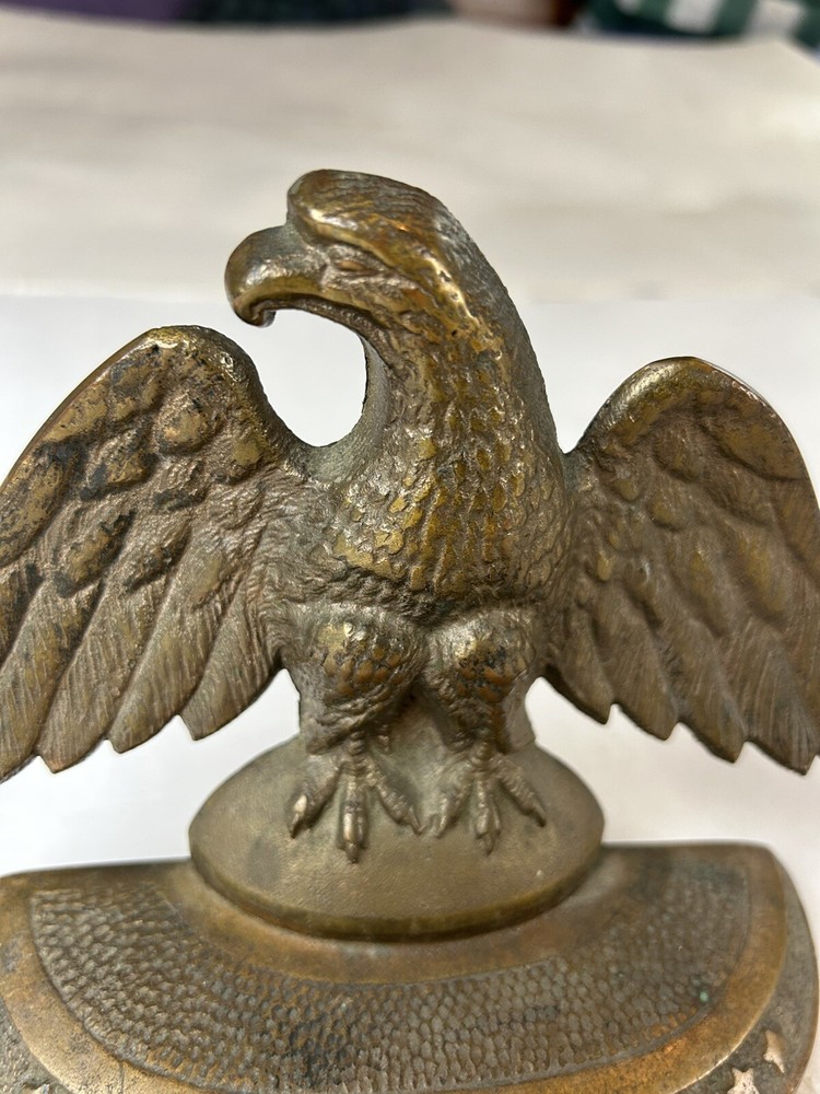 Antique Perched Eagle 13 Stars Solid Bronze Bookend