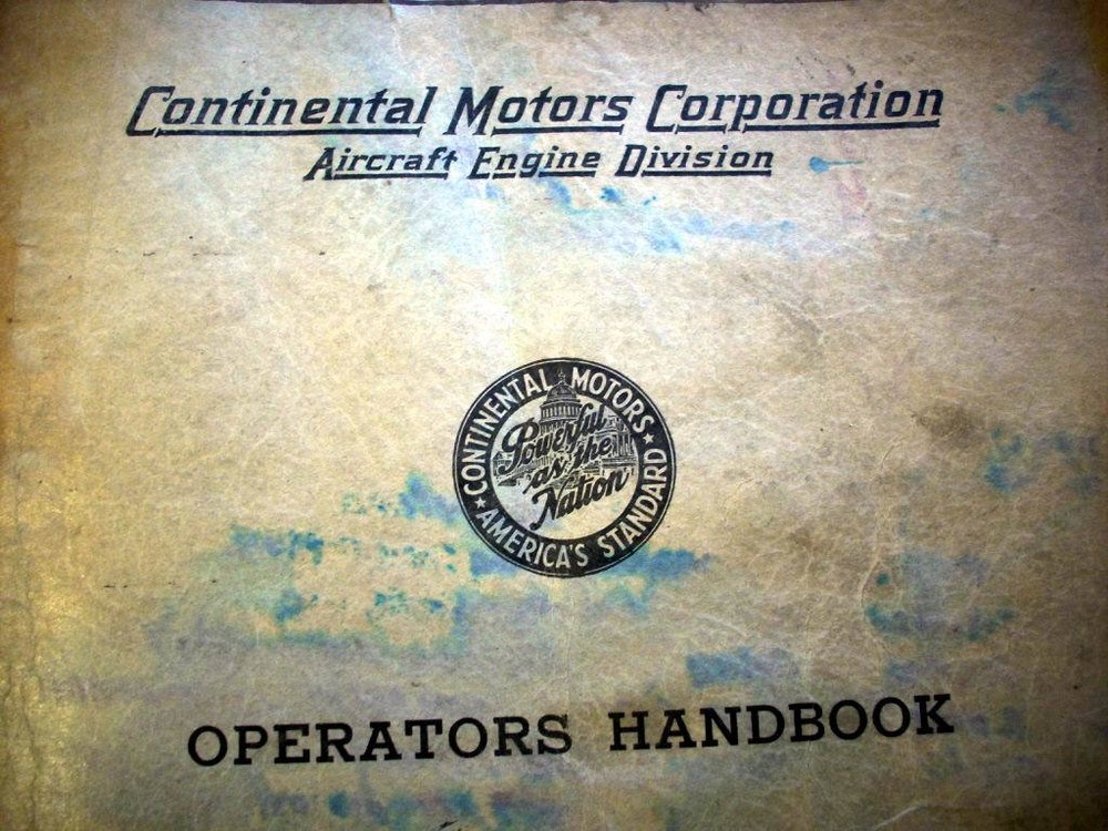 1939 Continental A-50, A-65 & A-75 Engine Operators Handbook