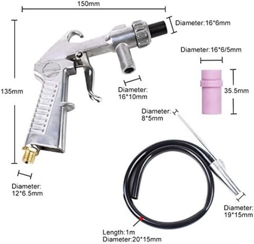 Sand Blaster Kit Blasting Sandblaster Siphon Feed Gun Nozzle Rust Remove Abra...