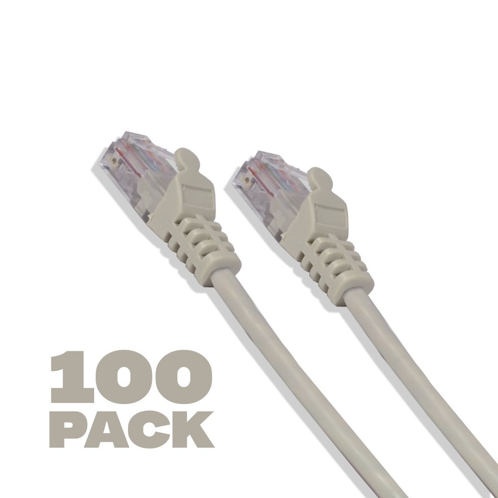 100 Pack - 2ft Cat5e Cable Ethernet LAN Network RJ45 Patch Cord Internet Gray