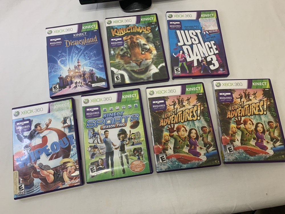 Microsoft XBOX 360 Kinect Sensor Bar & (7) Games Disney Just Dance Adventures