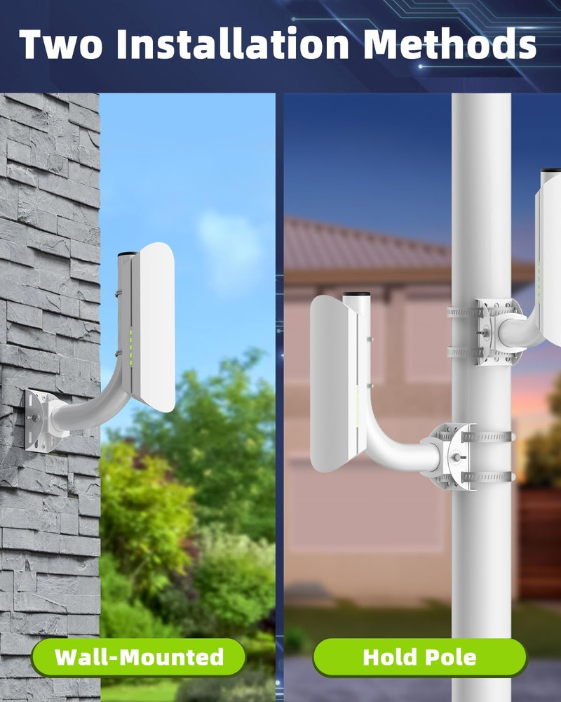 Universal J Pole Mount Bracket 2 Pack 180° Adjustable Antenna Wall Mount