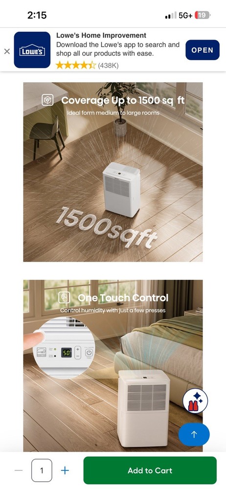 Hisense Console Dehumidifier, Digital Display, One Touch, 1500 sq ft, White