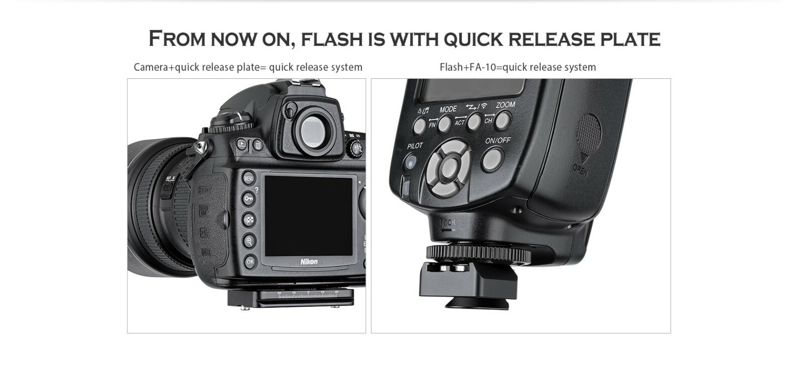 Leofoto FA-16+FA-10 Kit QR Flash Adapter for L Plate Side Mount