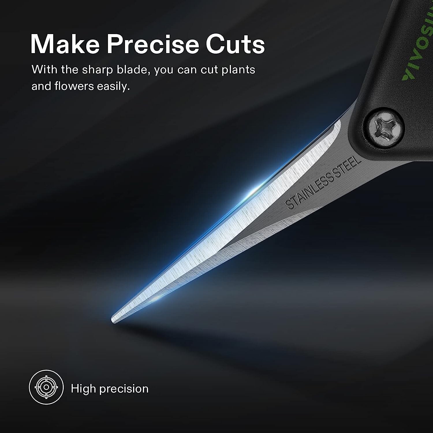 VIVOSUN 6.5" Hand Pruner Pruning Shear W/ Straight Stainless Black and Green