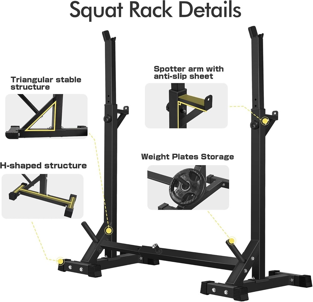 Adjustable Squat Rack Stand Multi-Function Barbell Rack Weight Lifting Gym