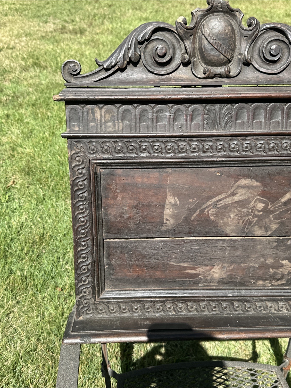 ANTIQUE WOODEN NEOCLASSICAL CARVED BIBLE STAND CARYATID FIGURE~FOLIATE MOTIFS~