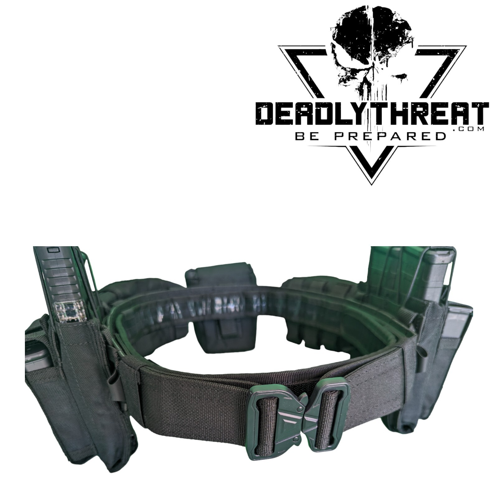 Black Storm Heavy Duty War Battle Tactical Belt With Pouches Molle Webbing