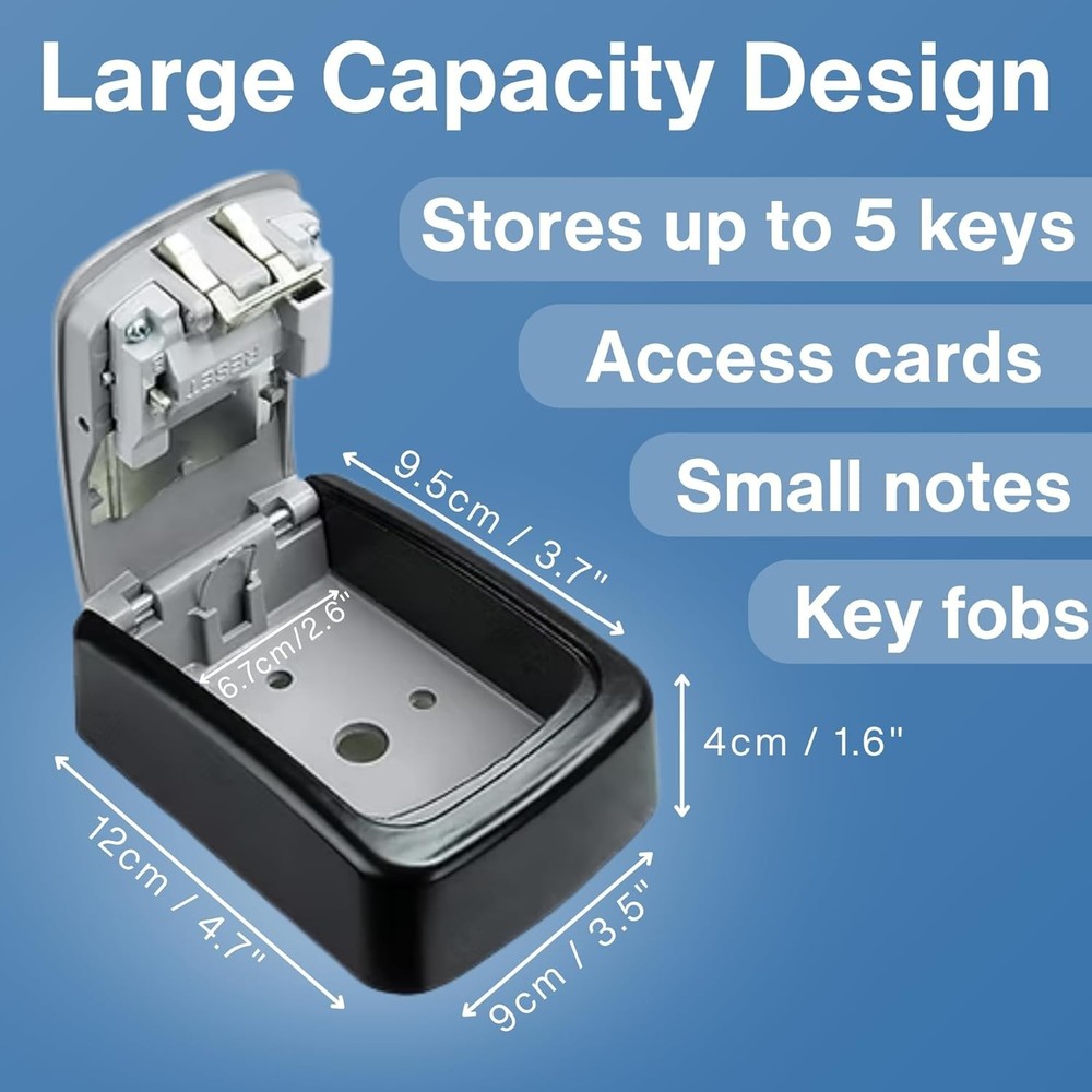 Key Lock Box with Code for Outside - Wall Mount Lockbox for Keys Outdoor - Co...
