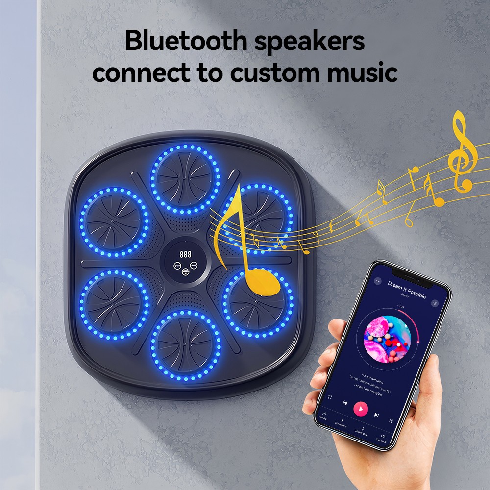 Wall Mount Boxing Training Target Bluetooth Music React Exercise Machine +Gloves