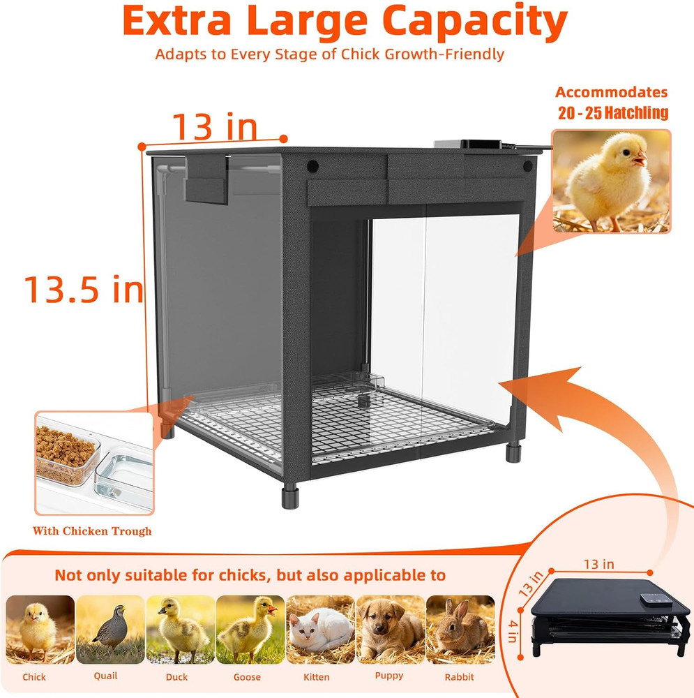 Brooder Box for Chicks, Upgrade Chicken Brooder Box with Adjustable Temp (77~95℉