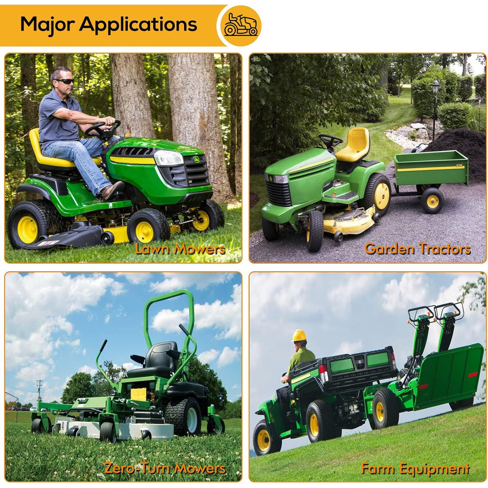 WEIZE 15x6.00-6 4Ply Lawn Mower Front Tires and Wheel For John Deere Set Of 2