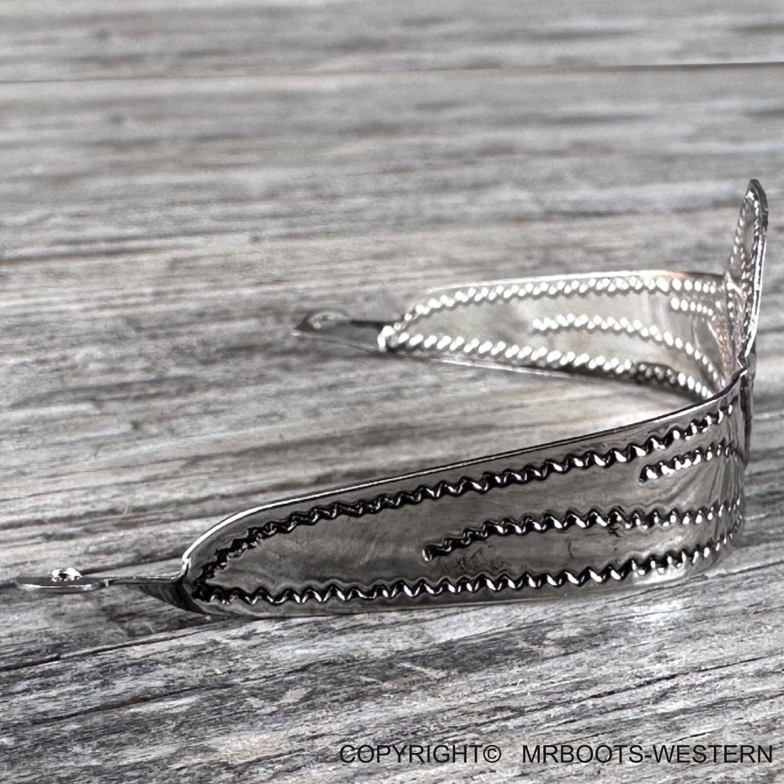 ALM-107TN-E Cowboy Boot Tip Square Toe Nickel & Black with Eagle