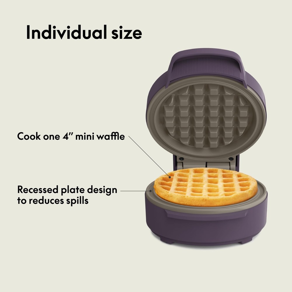 Bella Mini Waffle Maker Ceramic Nonstick Snack-n-Store Stackable 350WPlum Purple