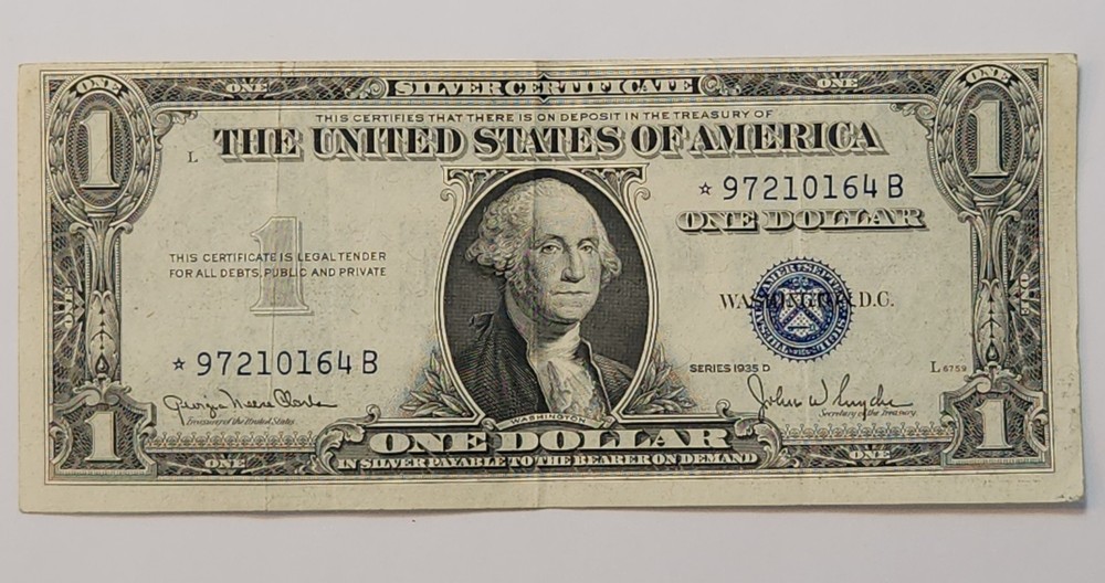 1935-D $1 Dollar Bill Silver Certificate STAR Note - ST-AK2