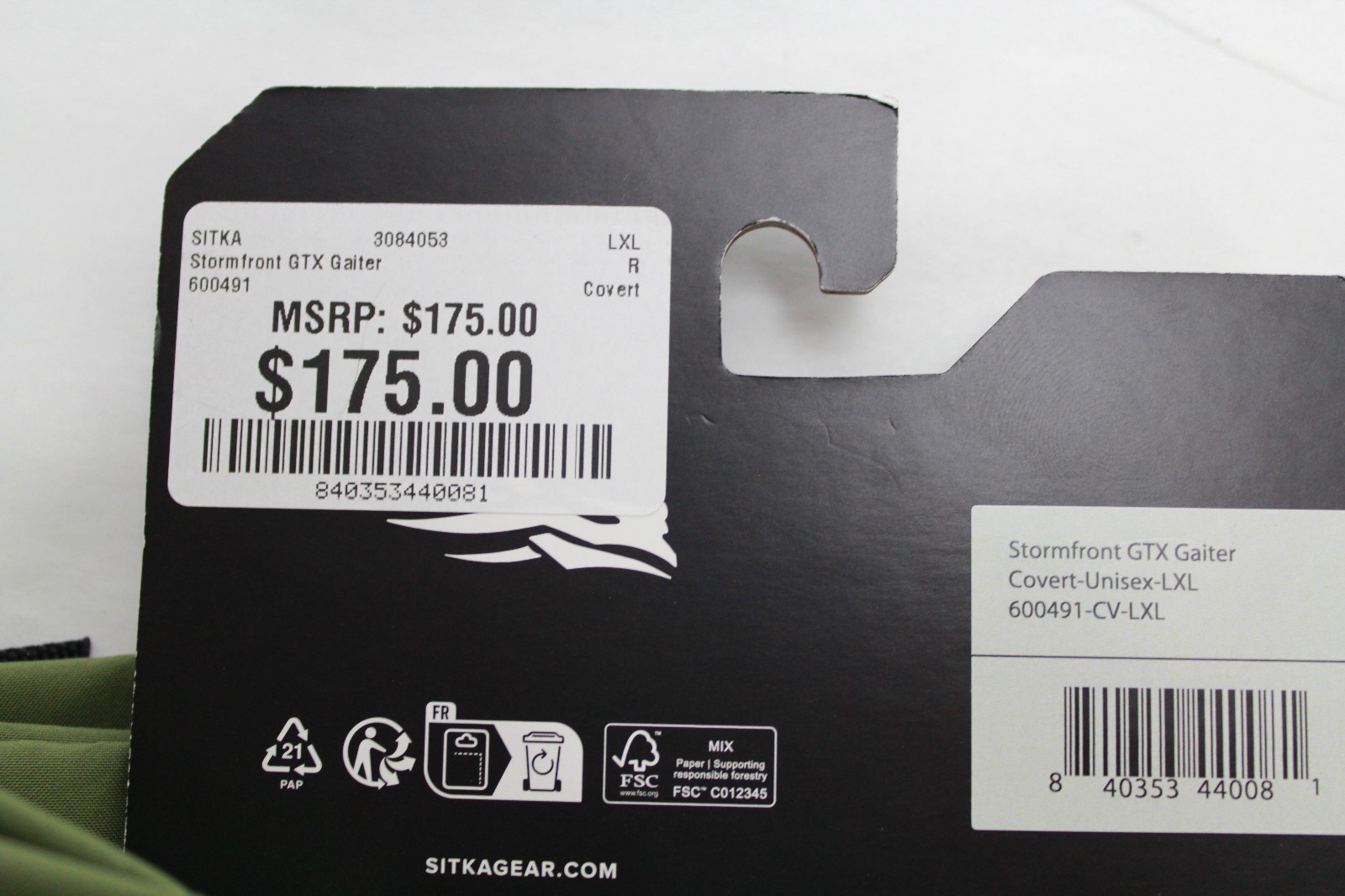 NEW! Sitka Stormfront GORE-TEX GTX Leg Gaiters Covert Olive Black Unisex L-XL