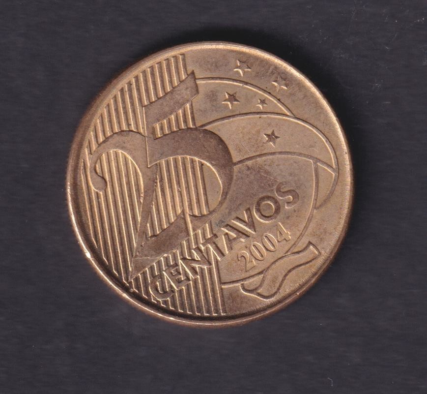 BRASIL - 2004 25 Centavos Coin (243)