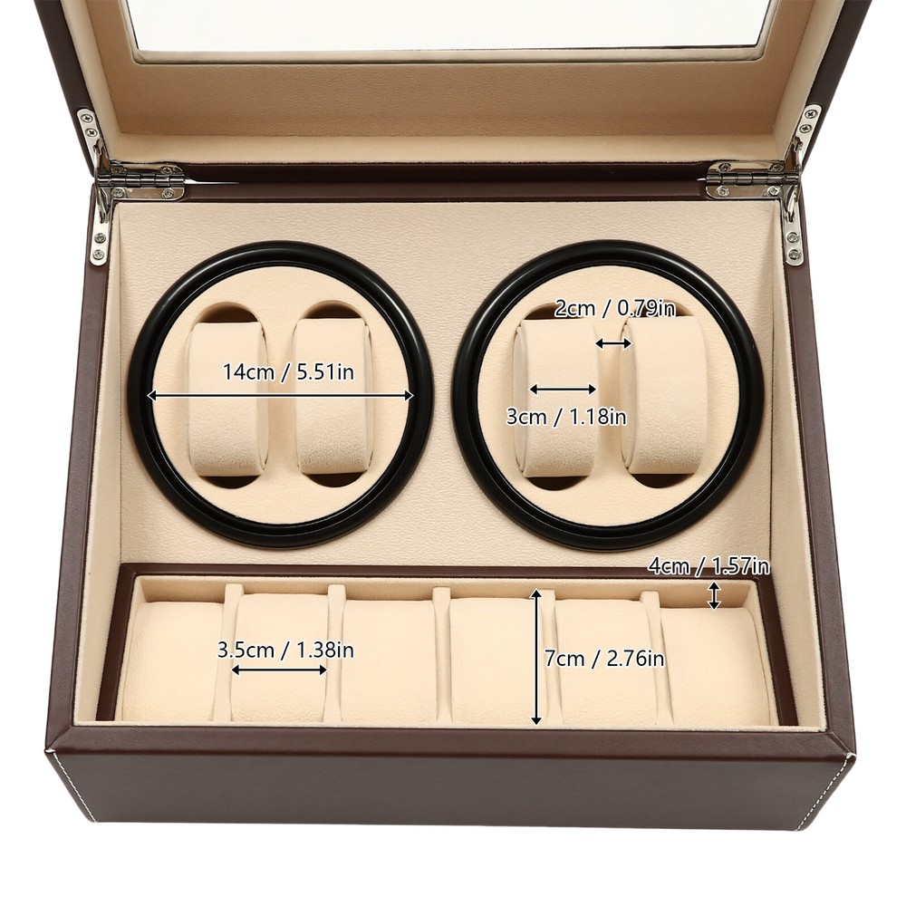 4+6 Automatic Watch Box Automatic Rotation Watch Display Storage Box Cage Brown