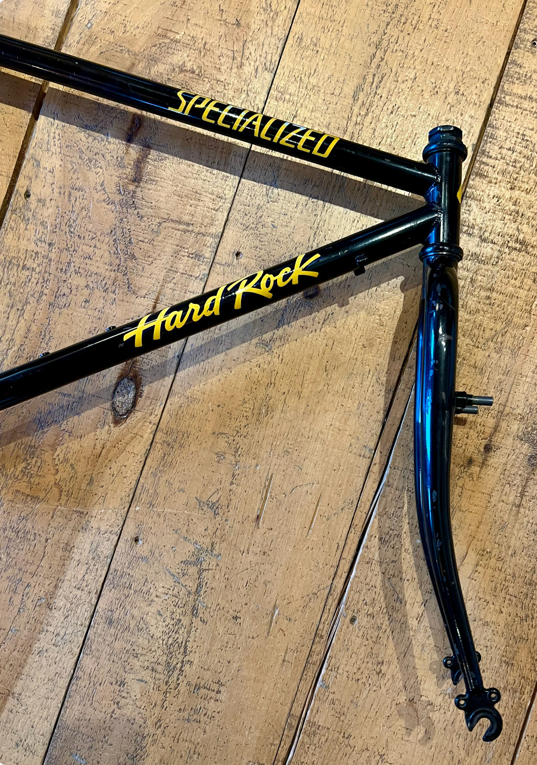 Vintage 90s Specialized Hard Rock 18.5" Steel Mountain Bike Frame Black / Yellow