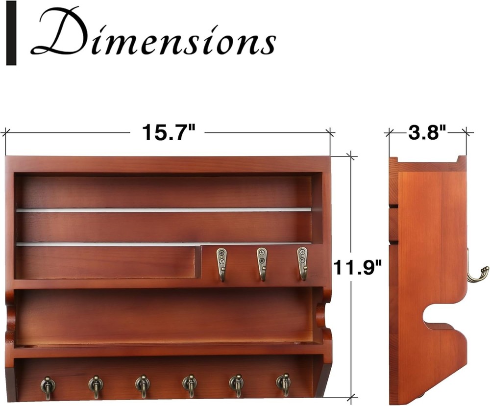 Handcrafted Solid Wood Key Holder for Wall - Artisan Hand-Sprayed Finish & Smoot