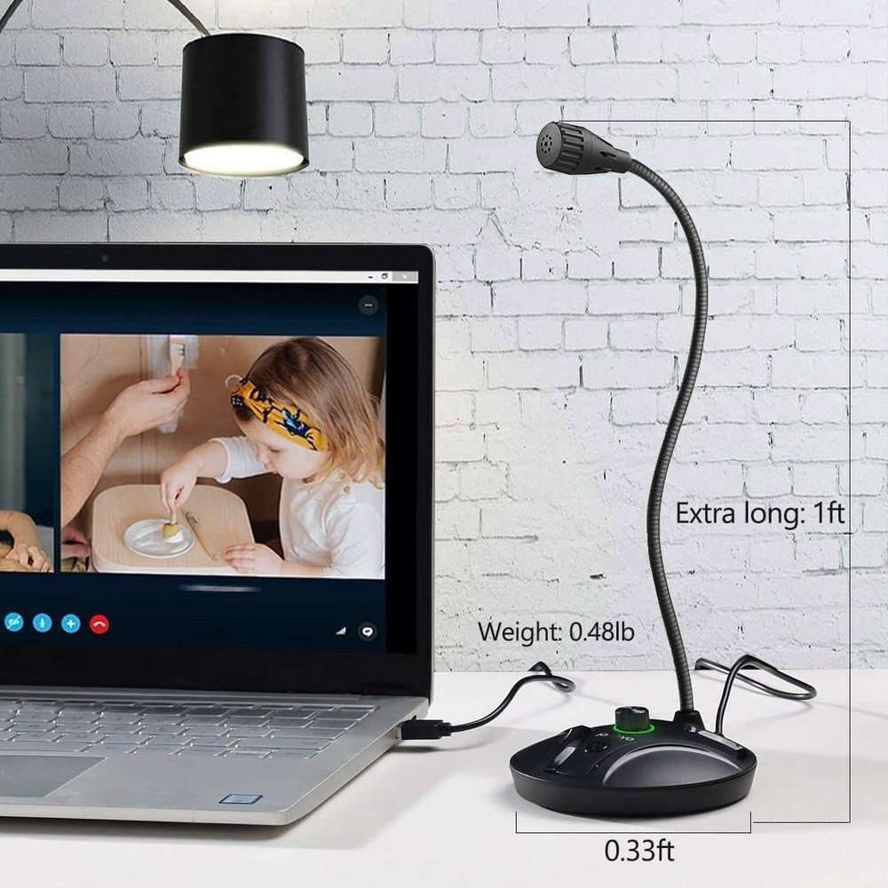 USB Computer Microphone Gooseneck PC Mac PS4 Gaming Streaming