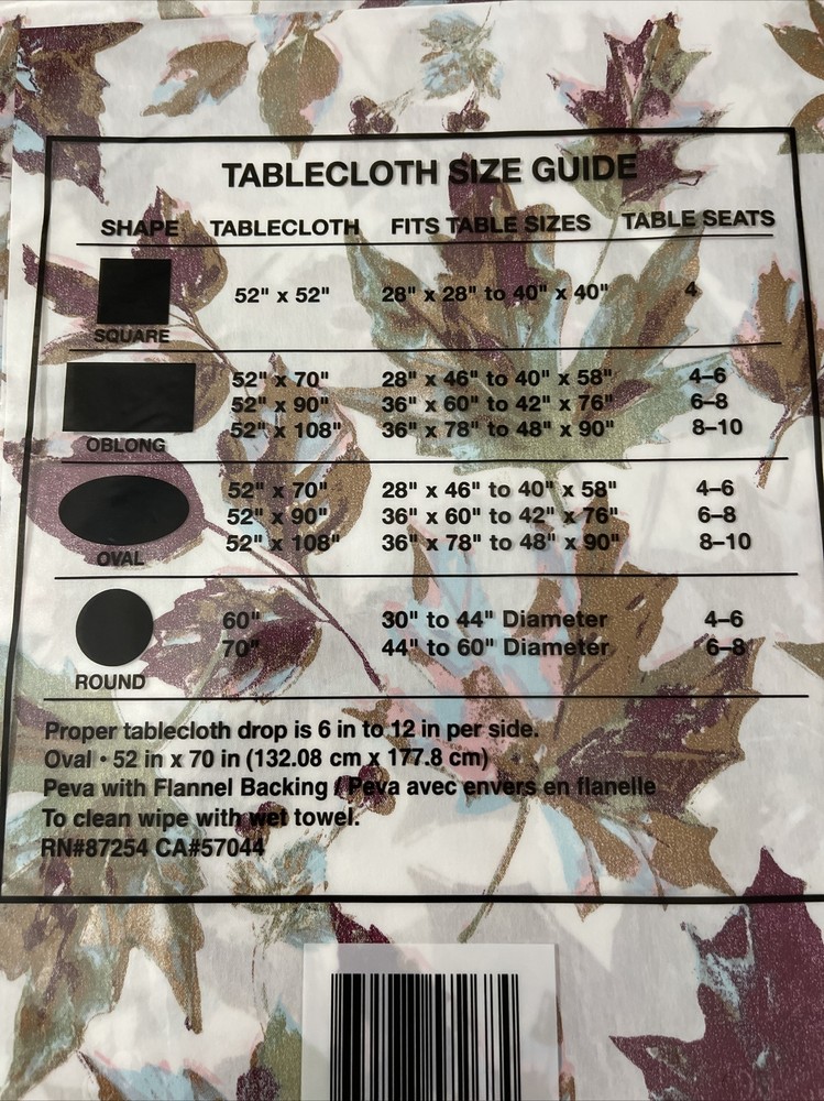 Thanksgiving Table Cloth 52”x70”